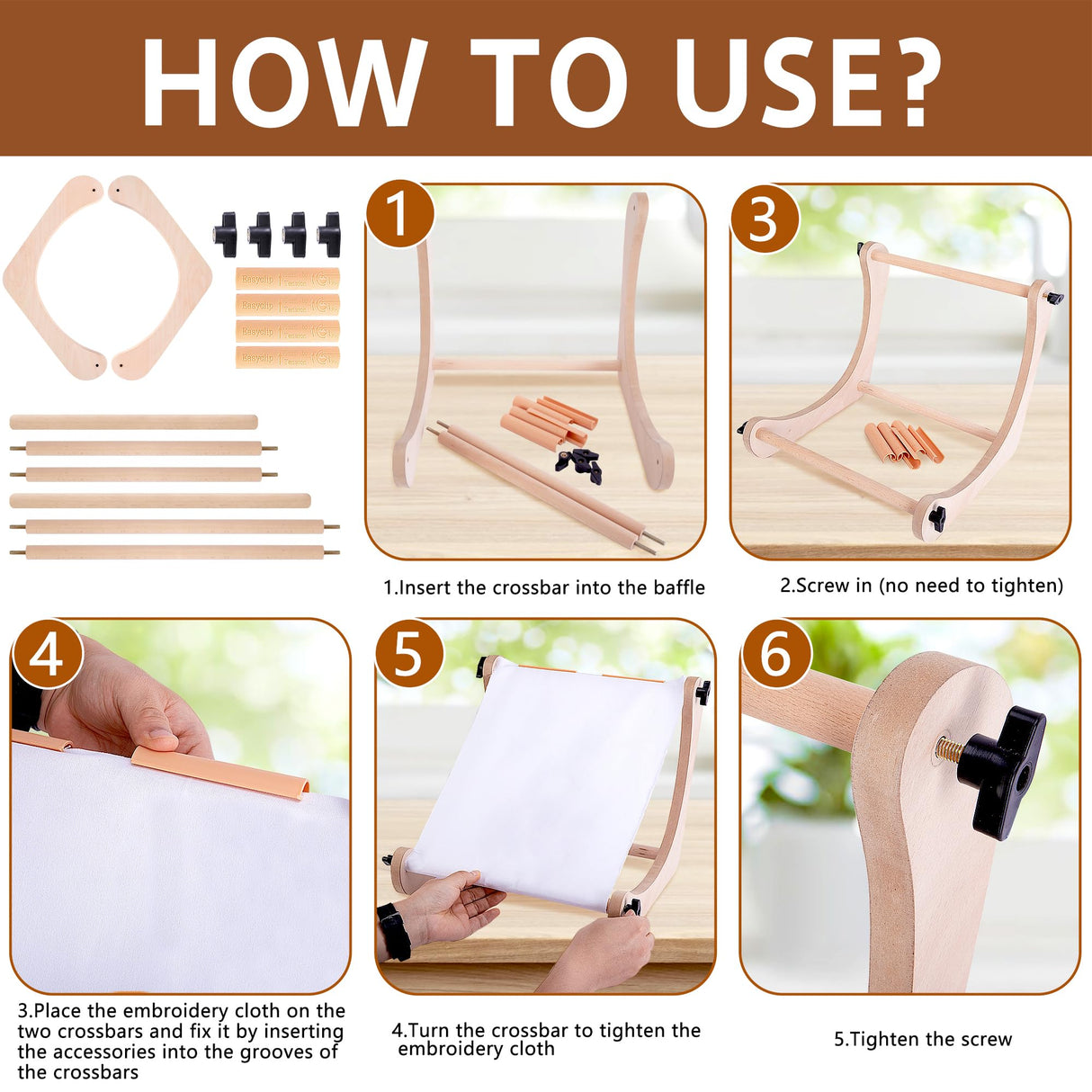 codree Adjustable Embroidery Table Stand, Wood Embroidery Hoop Holder, Hands-Free Cross Stitch Scroll Frame Needlepoint Stand for Lap or Table Top Stitching Sewing Supplies Craft Tool codree