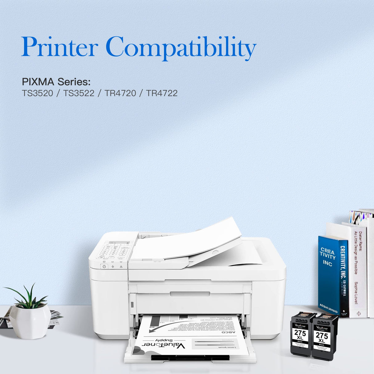 Valuetoner Supply Ink Cartridges Replacement for Canon 275XL 275 XL PG-275 XL PG275 Black Ink Cartridge to use with Canon PIXMA TS3500 TS3522 TS3520 TR4700 TR4720 TR4722 Printer (2 Black) Valuetoner Supply