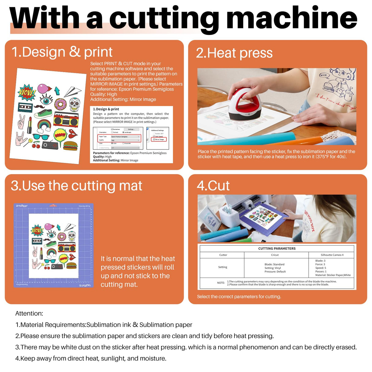 HTVRONT Sublimation Sticker Paper - 20 Pcs Glossy White Waterproof Sublimation Stickers HTVRONT