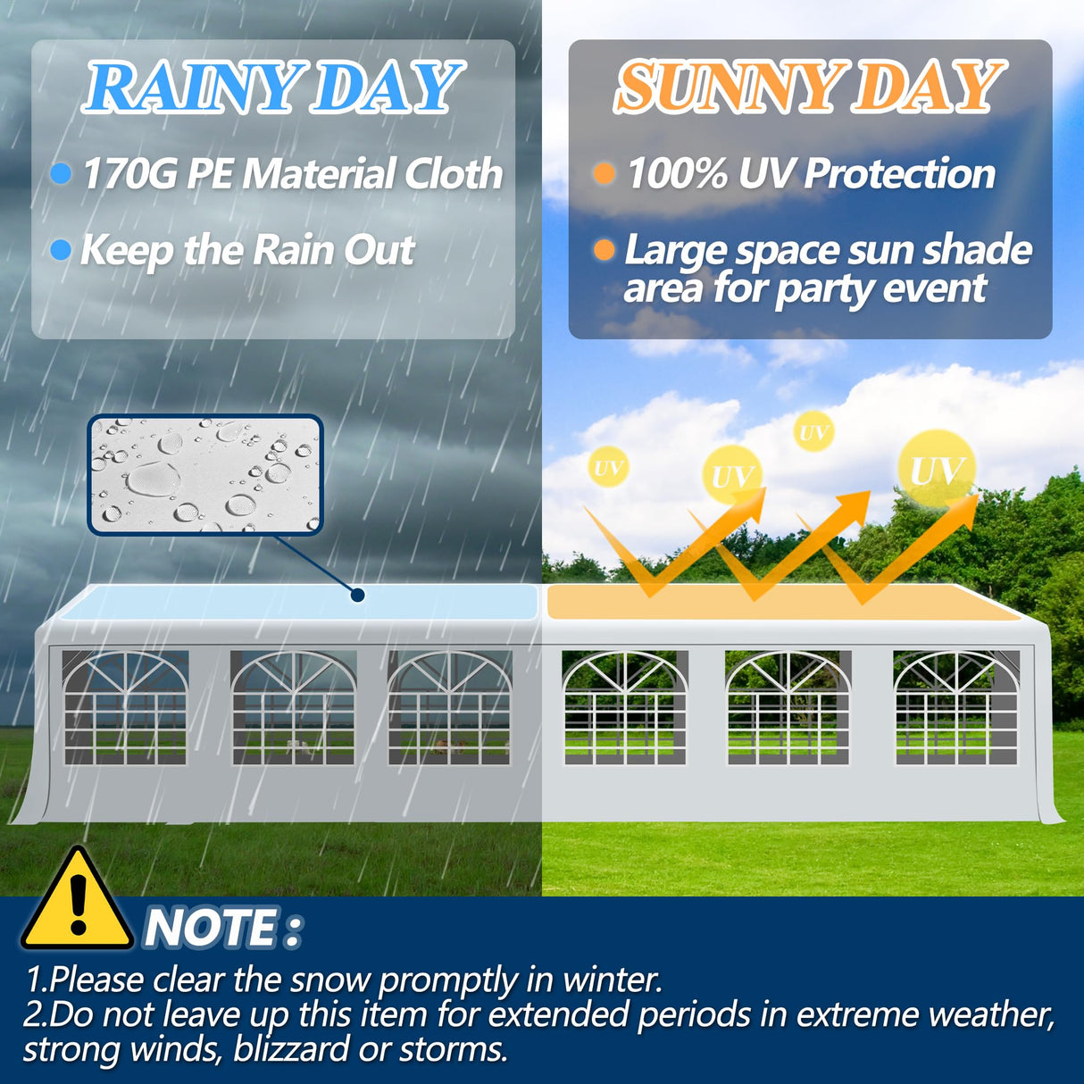 COVERONICS Outdoor Canopy Party Tent, 20'X40' Patio Party Tent with Rollable Sides and 4 Sandbags, Heavy Duty Steel Frame Carport Gazebo Event Tent Perfect for Wedding, Birthday Party, Outdoor Event COVERONICS