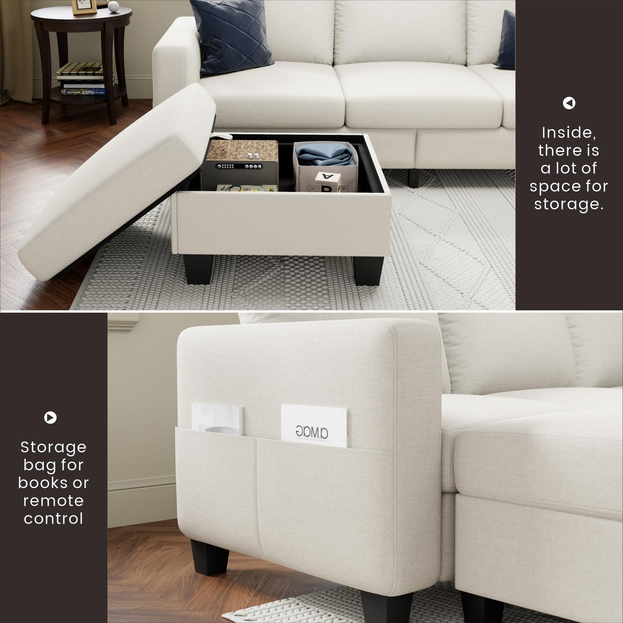 Youmumeub 79''Sectional Couch Couches for Living Room - L-Shaped 4-Seater Deep Sectional Sofa,Removable Covers,Suitable for The Living Room, Apartment or Office-Beige Youmumeub