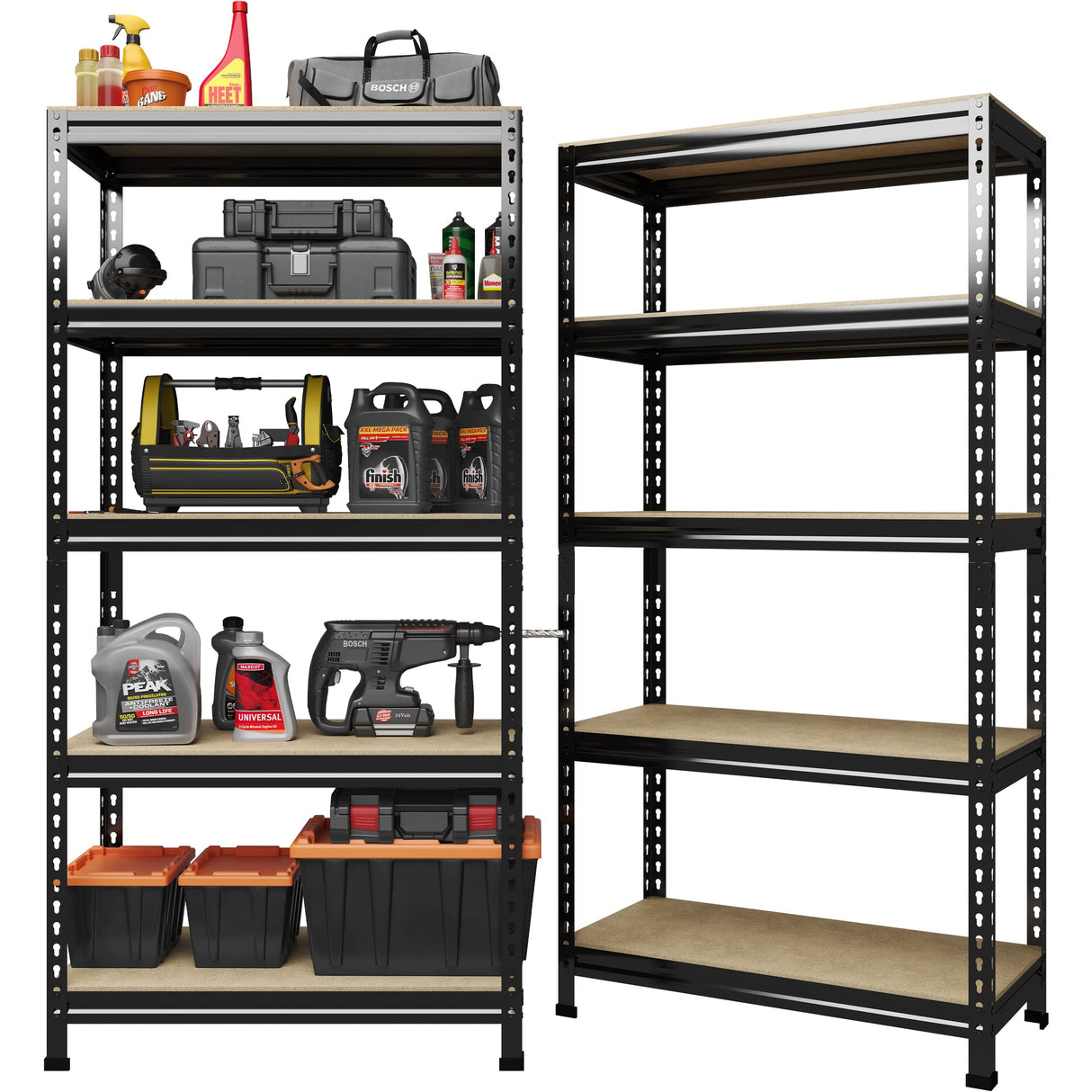 PrimeZone 32"W x 16"D x 63" H Storage Shelves - 2 Pack 5 Tier Adjustable Garage Storage Shelving, Heavy Duty Metal Storage Organizer Utility Rack Shelf Unit for Warehouse Pantry Closet Kitchen, Black PrimeZone