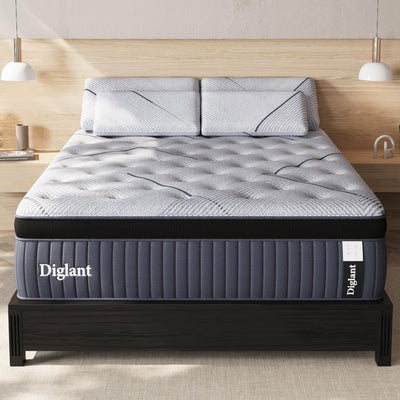 DIGLANT King Mattress, 14Inch Medium King Hybrid Mattress,Cooling Gel Memory Foam & 7-Zone Individual Pocket Springs, King Size in Box for Supportive & Pressure Relief,76 x 80