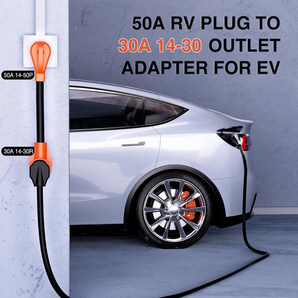 Nilight EV Dryer Charger Adapter Cord 50 Amp to 30 Amp 4 Prong Pure Copper 125V/250V Outlet to EV Dryer Plug Conversion Heavy Duty 10 Gauge Wire 14-50P to 14-30R 50M/30F Nilight