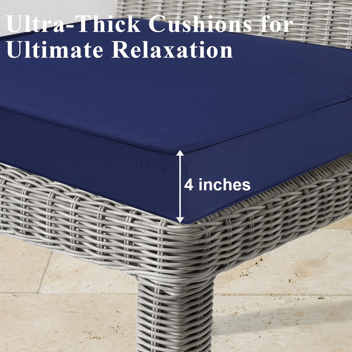 MJIAIDEA Outdoor Chair Cushions Set of 2 for Patio Furniture 22x22x4 Inch Waterproof Patio Chair Cushion 3 Year Color Fastness Square Elastic Foam Garden Sofa Couch Pads with Ties and Handle,Blue MJIAIDEA