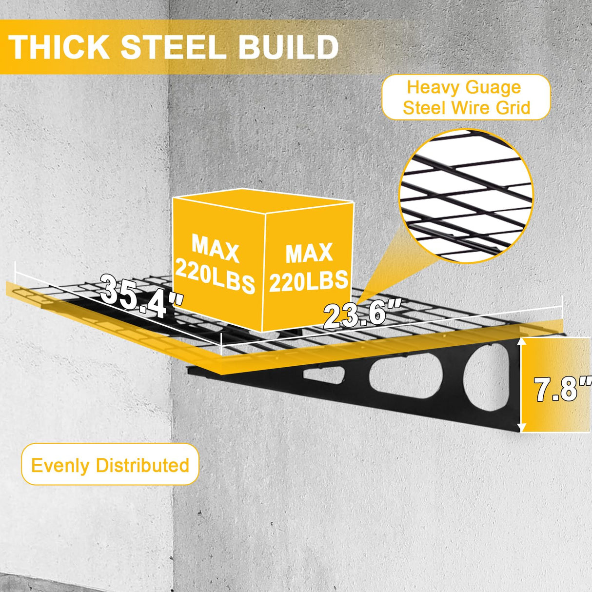 Jwevvie 2 Pack 2 x 6 ft Garage Shelving Wall Mounted, Heavy Duty Garage Wall Shelves, 440 lbs Load Capacity Storage Rack Floating Shelves Jwevvie