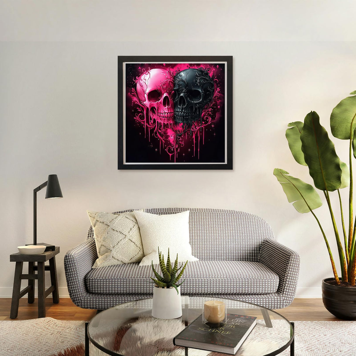 MAXBYE Halloween Diamonds Art Kits for Adults, 5D Skull Love Heart Diamond Painting Kits for Beginnert, DIY Full Drill Diamond Art for Home Wall Decor and Gift 12x12in MAXBYE