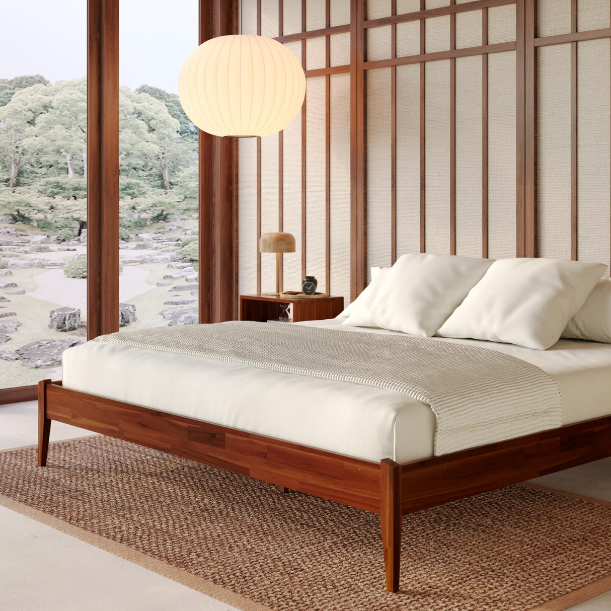 Bme Dinkee 15 Inch Signature Bed Frame Without Headboard - Modern & Minimalist Style with Acacia Wood - 12 Strong Wood Slat Support - Easy Assembly - No Box Spring Neededd - Dark Chocolate, Full Bme