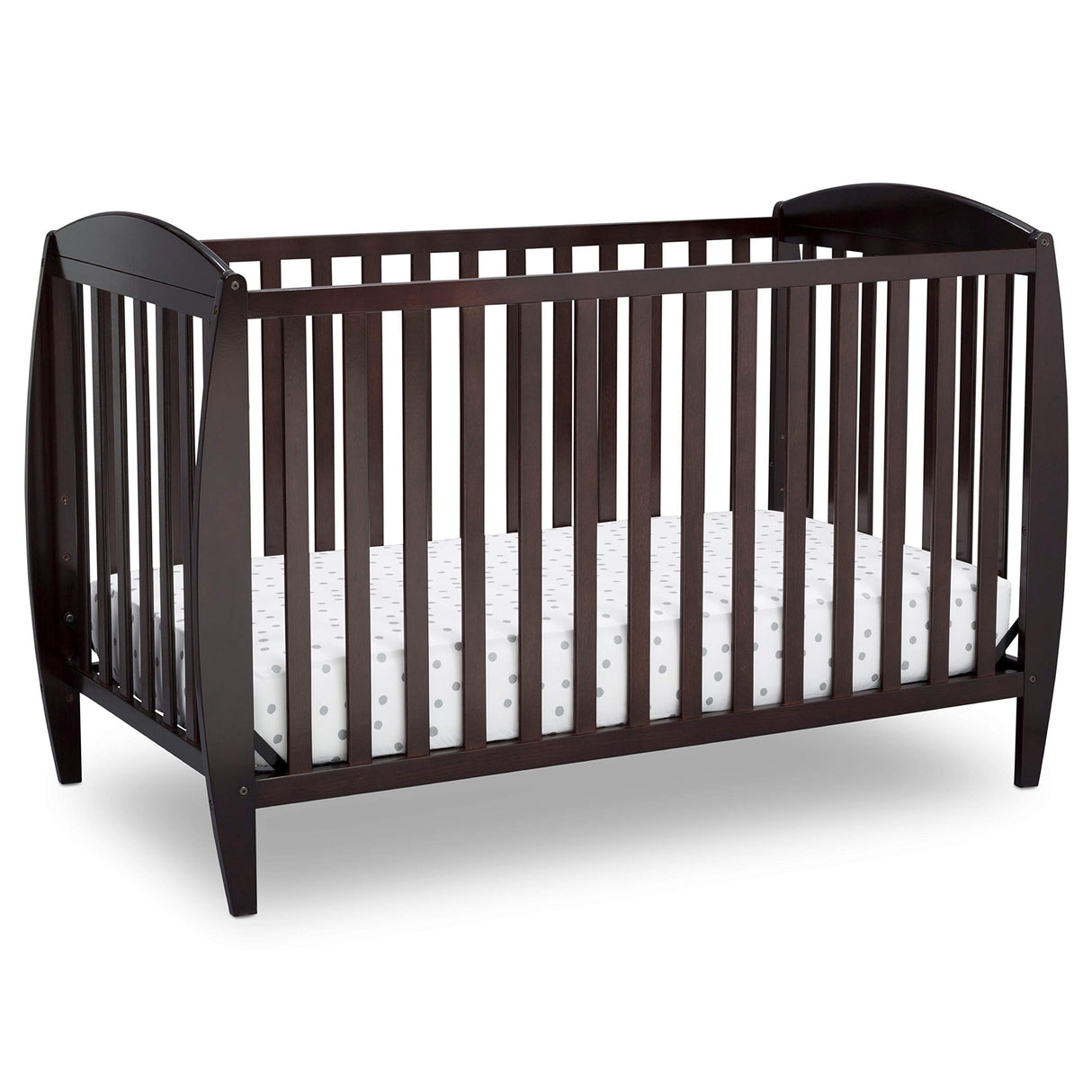 Delta Children Taylor 4-in-1 Convertible Baby Crib, Easy to Assemble, Sustainable New Zealand Wood, JPMA Certified, Dark Chocolate Delta Children