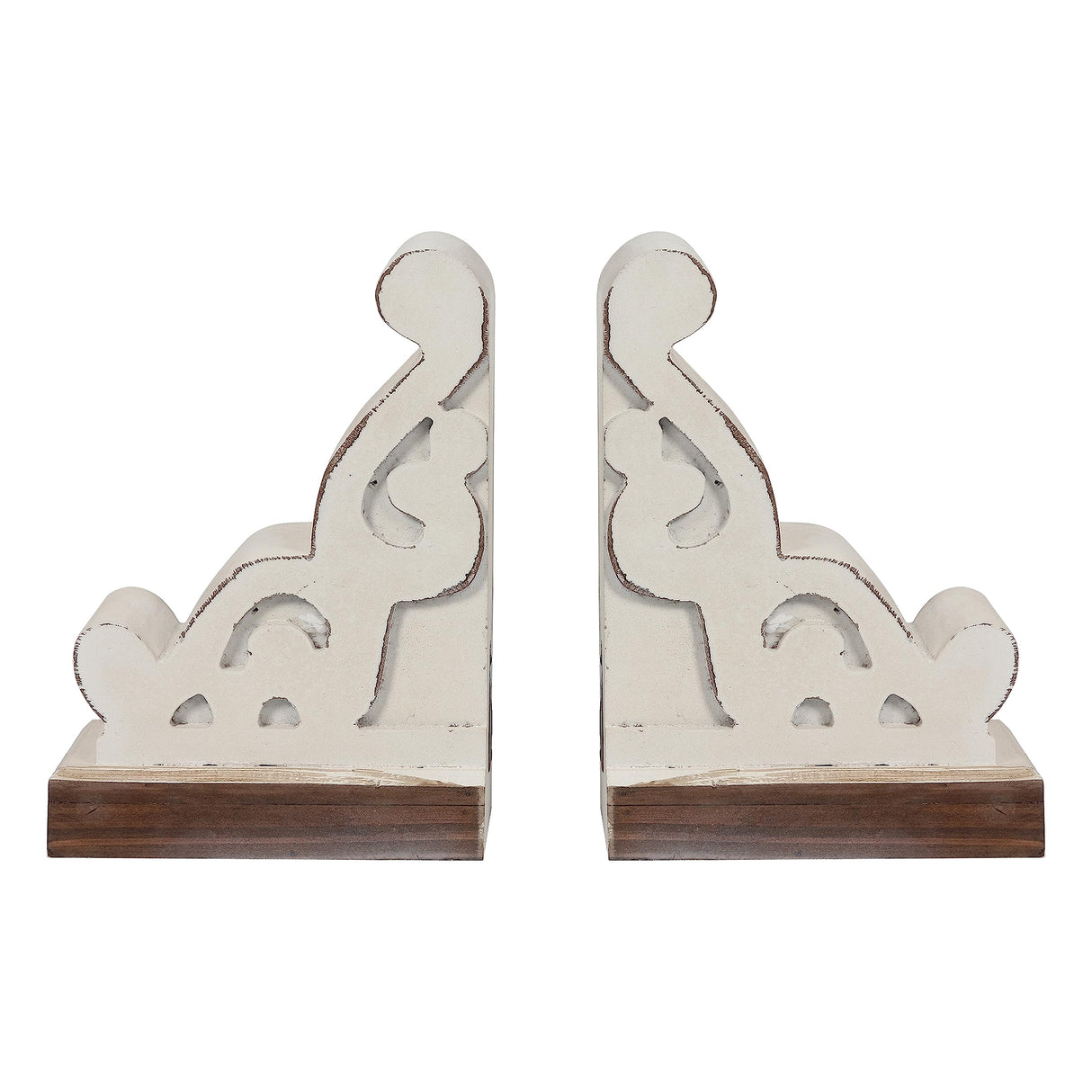 SOFE Corbels for Shelves Countertops, White Wood Bookends Decorative, 1 Pair Farmhouse Book Ends, Sturdy Bookends for Heavy Books, Book Holder Stopper for Home Office Kitchen SOFE