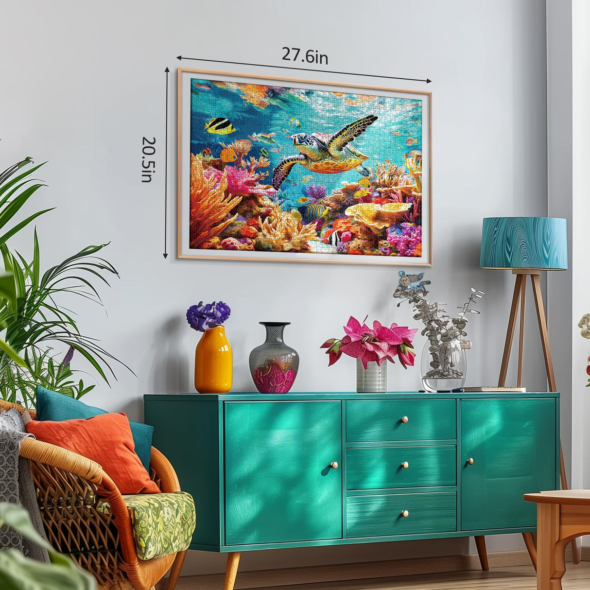 takfot Puzzles for Adults 1000 Pieces - Ocean Beach Sea Turtle Coral - 1000 Piece Puzzles with Letters on Back - Jigsaw Puzzles 1000 Pieces for Fun Game Nights - 27.6" L X 20.5" W, 1:1 Poster takfot