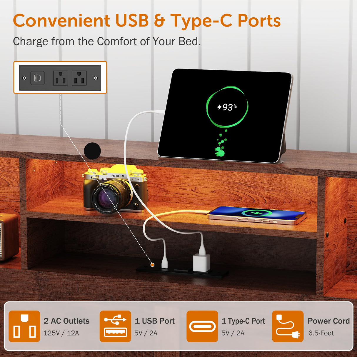Everweekend Wooden Bed Frame with Storage Headboard, Rustic Brown Farmhouse Bedframe with Sliding Barn Door Footboard, Sturdy Metal Slats, No Box Spring Needed (Full) Everweekend