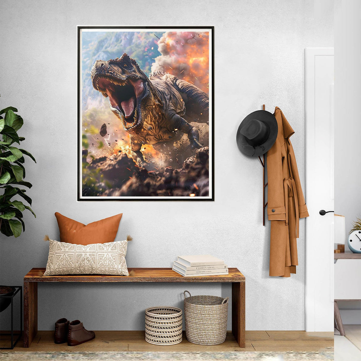 SKRYUIE Paint by Numbers Kit for Adults Beginner Dinosaur, Acrylic Volcano Oil Painting by Numbers Kits with PaintBrushes Paintwork Art Crafts Canvas for Home Decor 16x20 inch c12 SKRYUIE