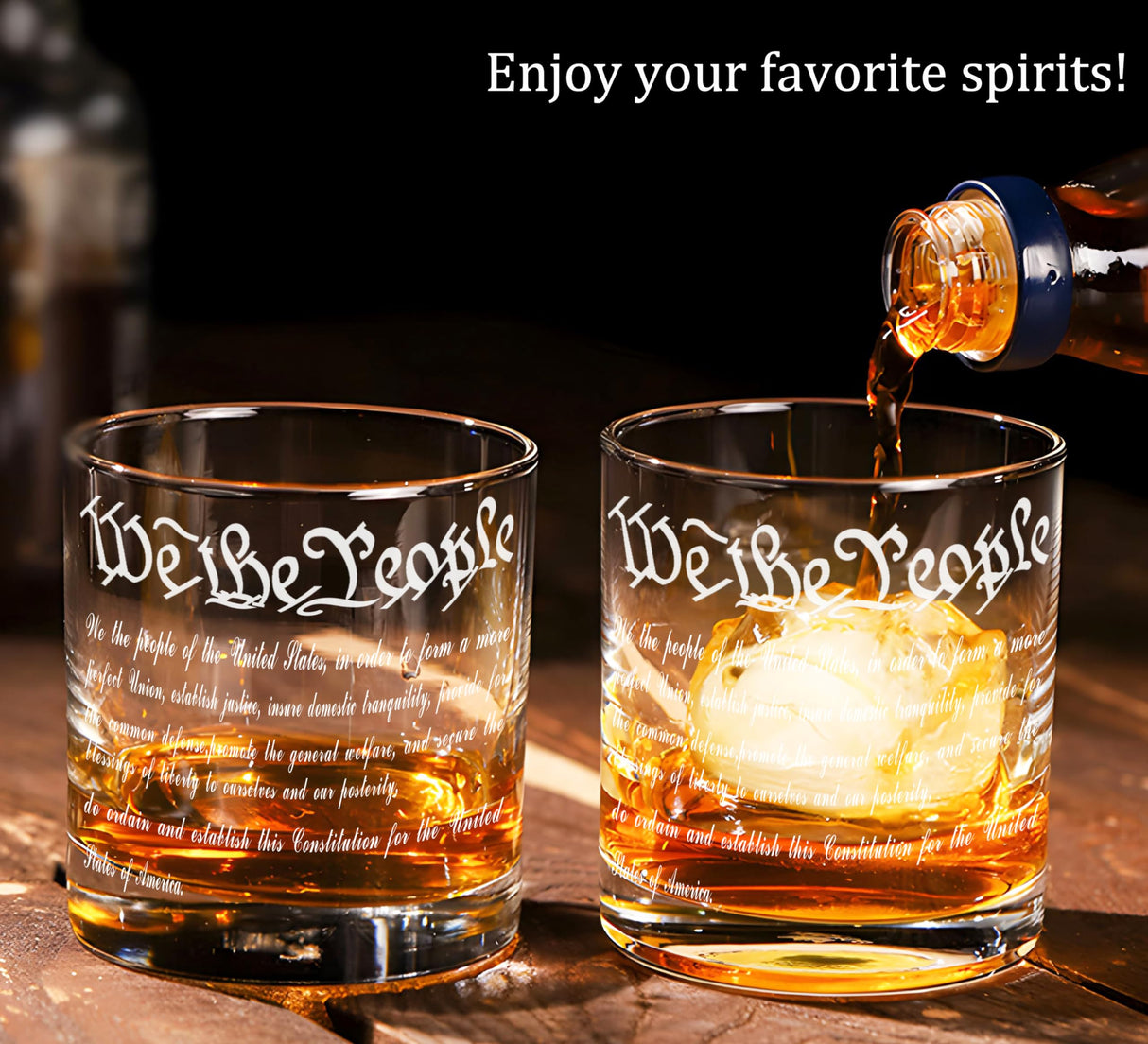 Whiskey Decanter Set for Men, We The People Decanter Set with Glasses, Engraved American Flag Decanter for Liquor Bourbon Gifts for Men Unique Birthday Father's Day Gifts for Men Dad YJGS