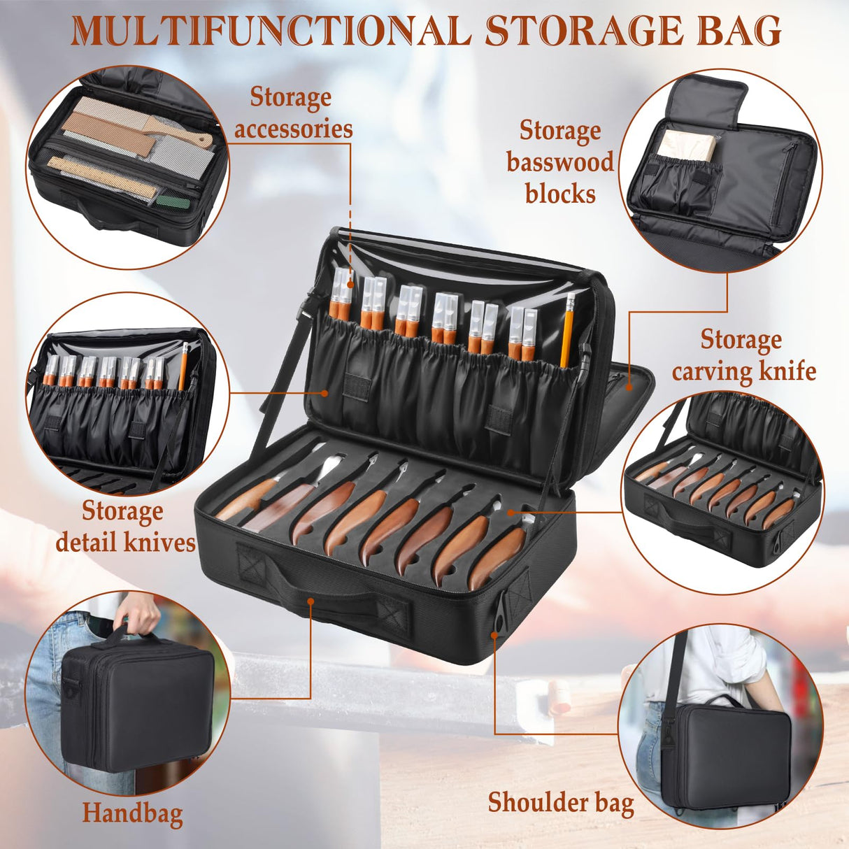 Olerqzer Wood Carving Kit,35-in-1 Wood Whittling Kit for Beginners,Wood Carving Knife Set Whittling Knife Wood Carving Knives Carving Tools with Large Storage Tool Bag(35PCS) Olerqzer