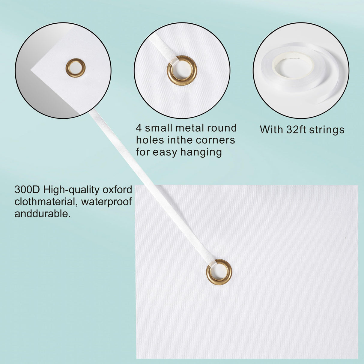 Large Banners Upgrage 300D Polyester Oxford Cloth Sublimation Banner with Hanging Rope Easy Hang Signs DIY Banner Signs for Wedding Birthday Parties Indoor Outdoor for Business Office 1.6 x 9.8 feet Tuhangcc