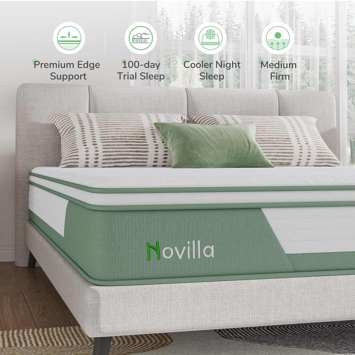 Novilla Mattress California King, 12 Inch 5-Zone Hybrid Mattress with Gel Memory Foam for Pressure Relief & Cool Night, Midume Firm Cali King Mattress in A Box Novilla