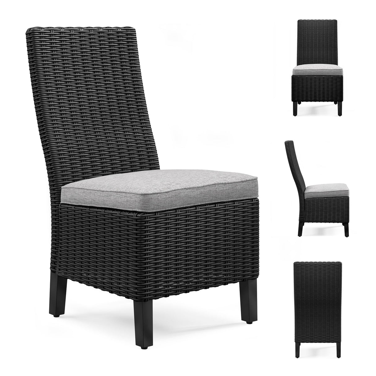 Signature Design by Ashley Beachcroft Casual Weather Resistant Armless Outdoor Side Chair with Cushion, Set of 2, Light Gray & Black Signature Design by Ashley