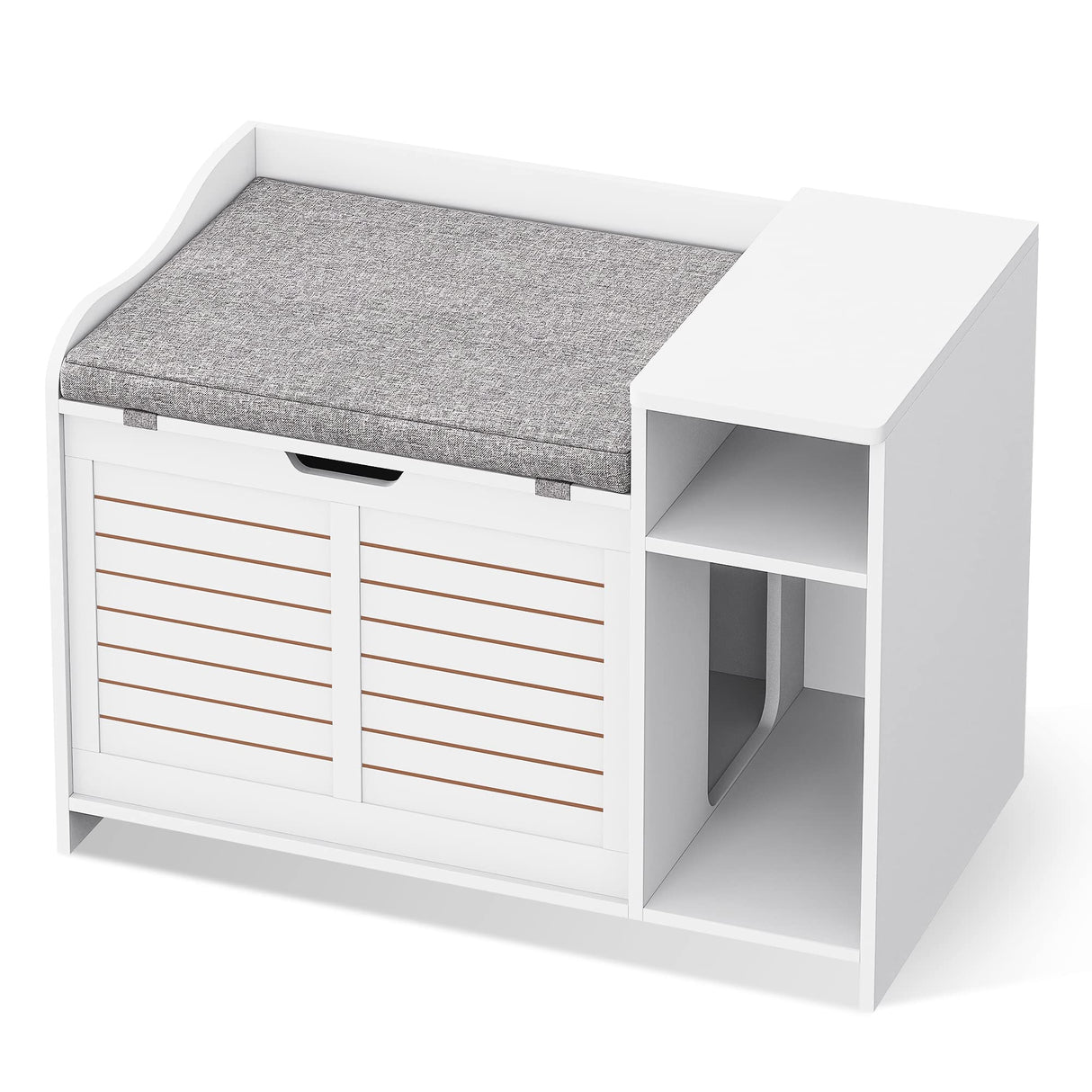 IDEALHOUSE Litter Box Enclosure with Top Opening with Cushion, Cat Litter Box Furniture Hidden, Litter Box Hidden, Cat House, Privacy Cat Litter Box Cabinet, White IDEALHOUSE