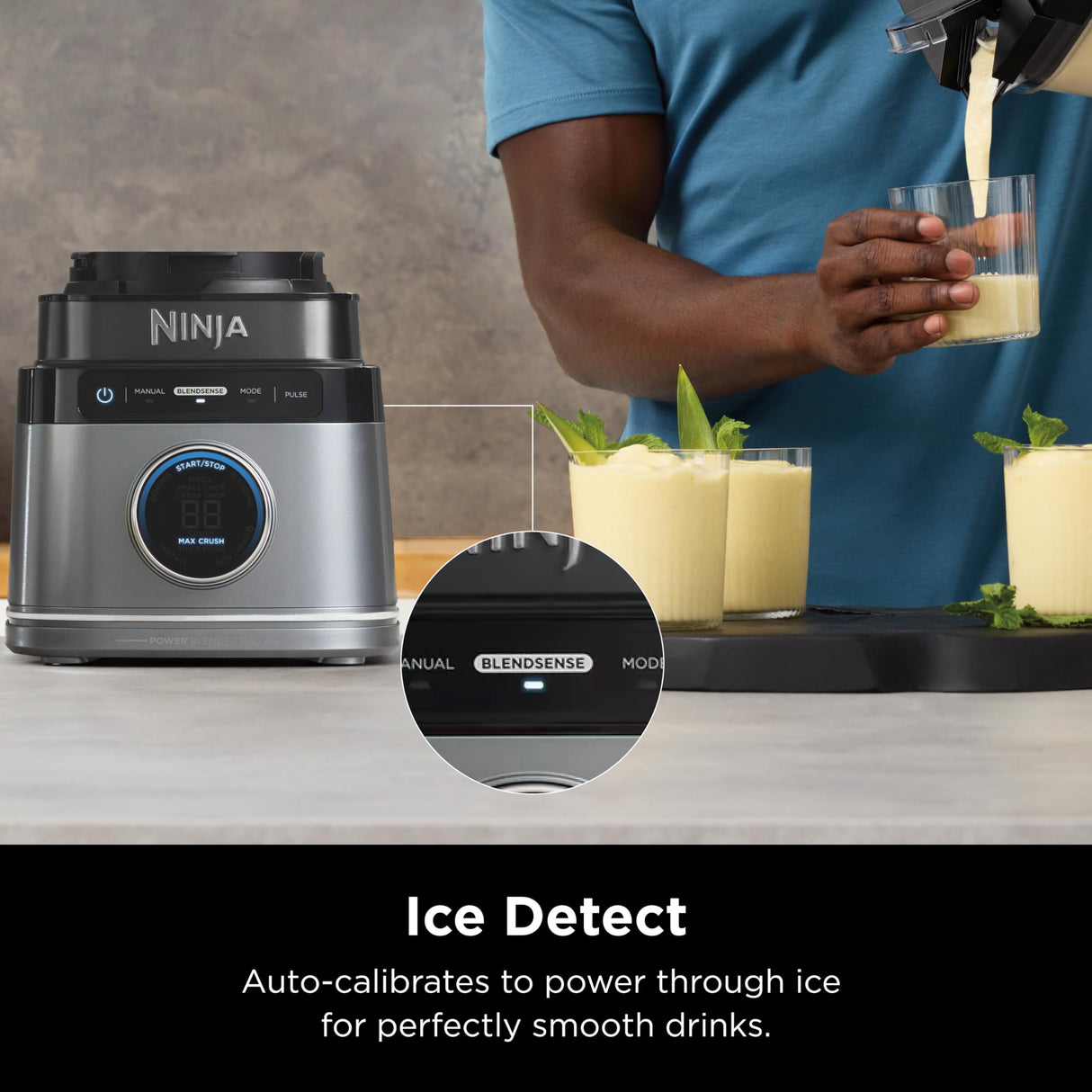 Ninja TB201 Detect Power Blender Pro, BlendSense Technology, For Smoothies, Shakes & More, 1800 Peak Watts, 72 oz. Pitcher, Blender, Black Ninja