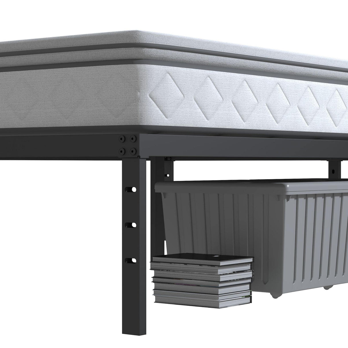 Maenizi 14 Inch Metal Bed Frame Queen Size No Box Spring Needed, Heavy Duty Platform Support Up to 3000 lbs, Easy Assembly, Noise Free, Black Maenizi