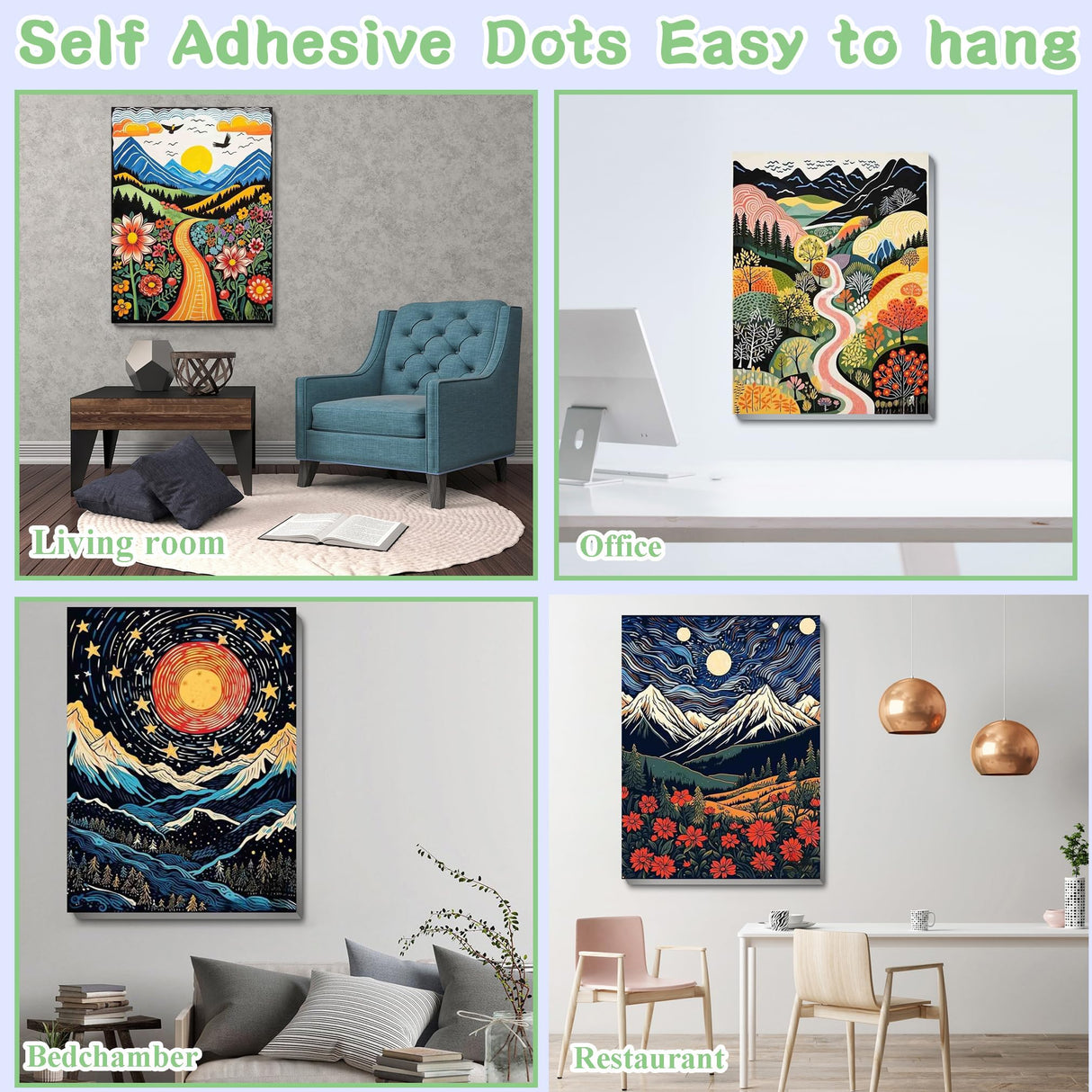 4 Pack Diamond Art Kits for Adults with Framed - Mountain Landscape 5D Diamond Painting Kits for Adults Beginner,Full Round Drill DIY Paint by Diamonds Dot Gem Art and Crafts,for Home Decor 8X12Inch VIGEGU