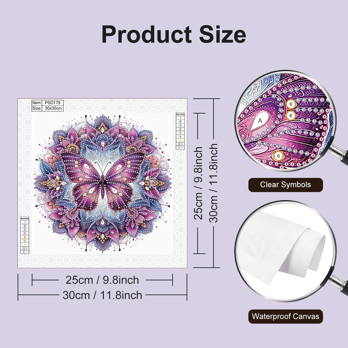 Stalente Diamond Painting Kits for Adults Butterfly Mandala, 5D Special Shape Diamond Art Kits for Beginners, Crystal Rhinestones Diamond Painting for Home Wall Decoration Gift 12×12inch Stalente