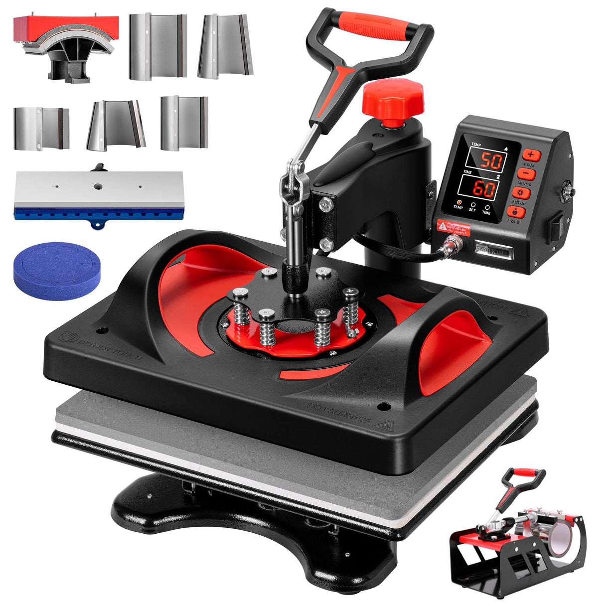 VIVOHOME 110-120V Professional Airbrushing Paint System with 1/5 HP Air Compressor and 1 Paint Sprayer with Upgraded 11 in 1 Combo Multifunctional Swing Away Clamshell Printing Sublimation Heat Press VIVOHOME