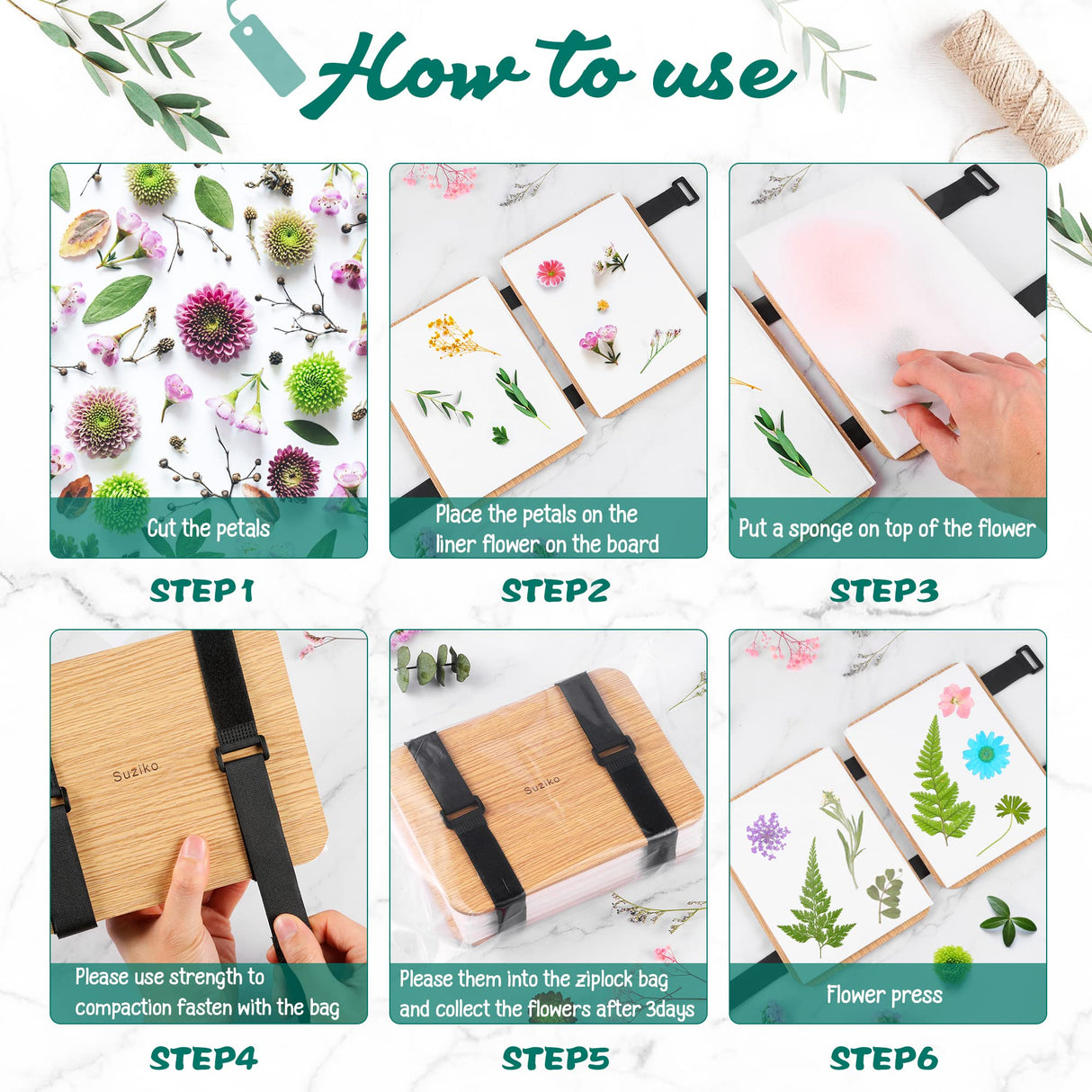 Suziko Professional Flower Press Kit 6 Layers 6.3 x 8.3 inch , Flower Pressing Kit for Adults Kids, Great Gift for Daughter Suziko