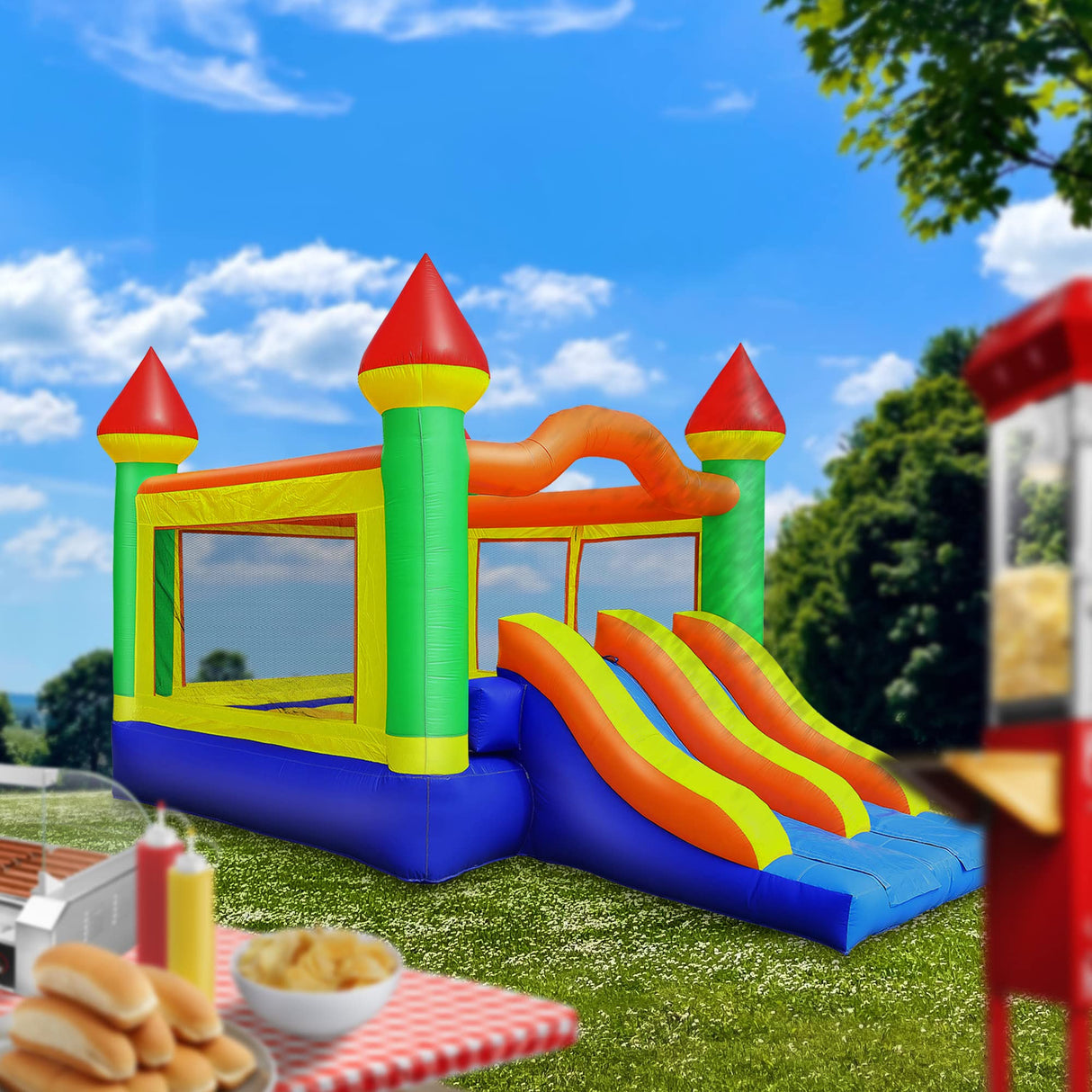 Cloud 9 Commercial Grade Mega Double Slide Castle Bounce House with Blower - 100% PVC 22' x 15' Inflatable Bouncer Cloud 9