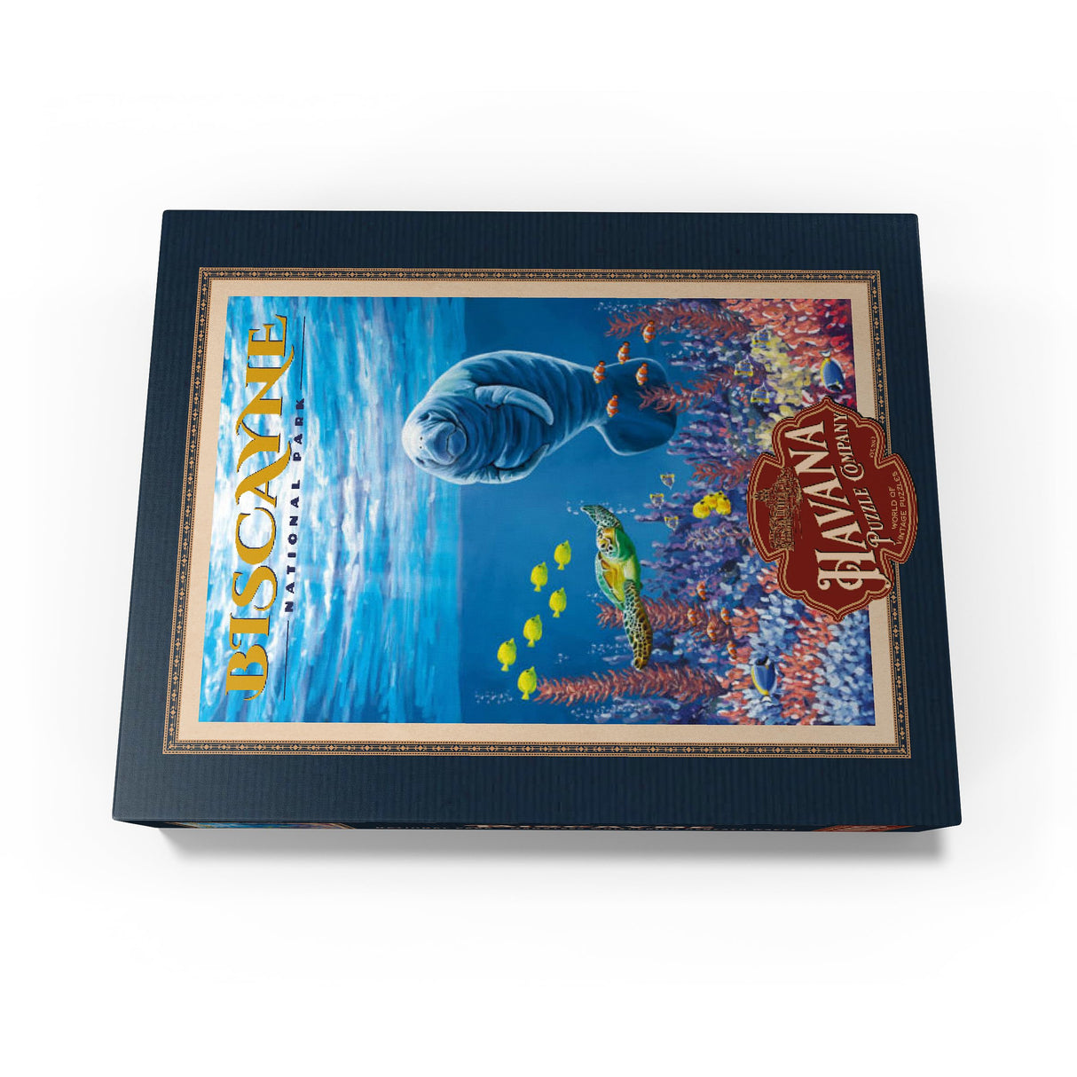 MyPuzzle Biscayne National Park - Manatees Whispering Beneath, Vintage Travel Poster - Premium 1000 Piece Jigsaw Puzzle for Adults MyPuzzle.com