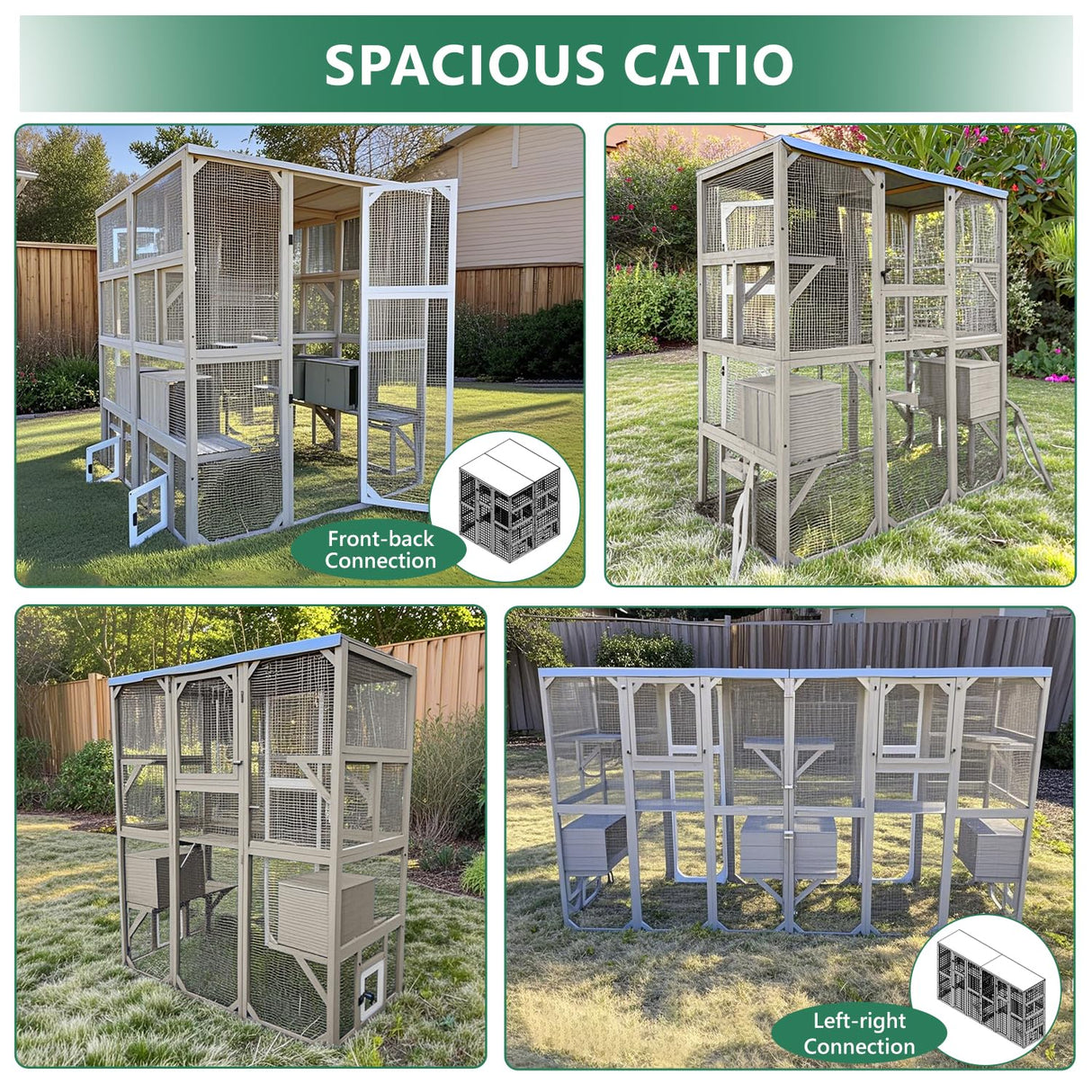 Catio Outdoor Cat Enclosure Large Cat House Catio Window for Mulitiple Cats Walk-in Kitty Cage with 5 Platforms 3 Access Doors Tarp Roof 67.7" H Magazoopet