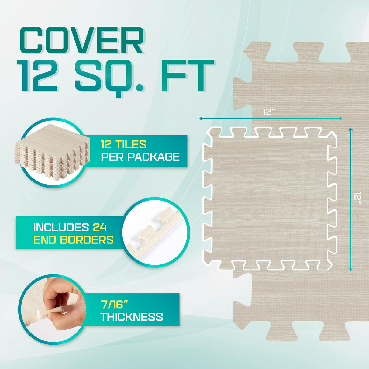 Yes4All 12SQ.FT Wood Grain Puzzle Exercise Mat Protective Flooring, EVA Interlocking Foam Floor Tiles with Border for Home Yes4All