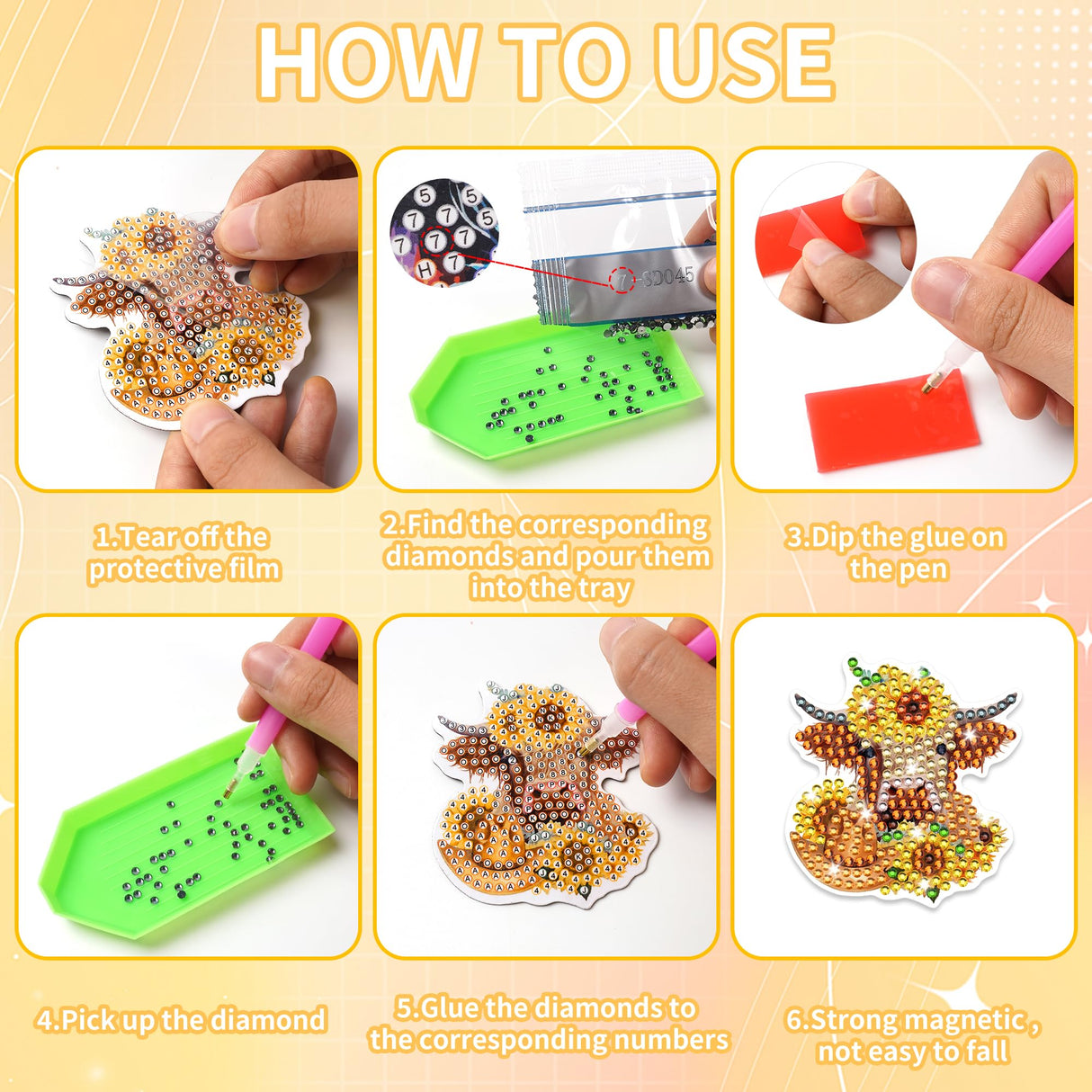 16 Pcs Luminous Halloween Diamond Art Magnets Kit, Glow in The Dark Diamond Painting Magnet Set for Adults Kids Beginners, Halloween Cute Ghost DIY Craft Fridge Magntic Stickers Home Decor Gifts CRASHOT