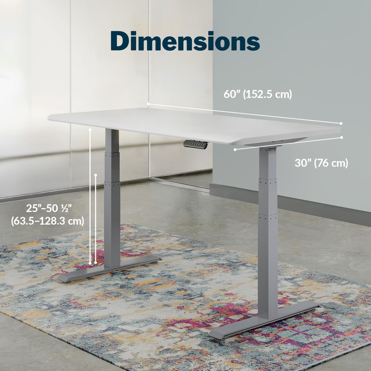 Vari ComfortEdge Electric Stand Up Desk - 60x30 White Electric Standing Desk, Sloped Ergonomic Front Edge- Perfect Work, Gaming, Writing- Stable Vari