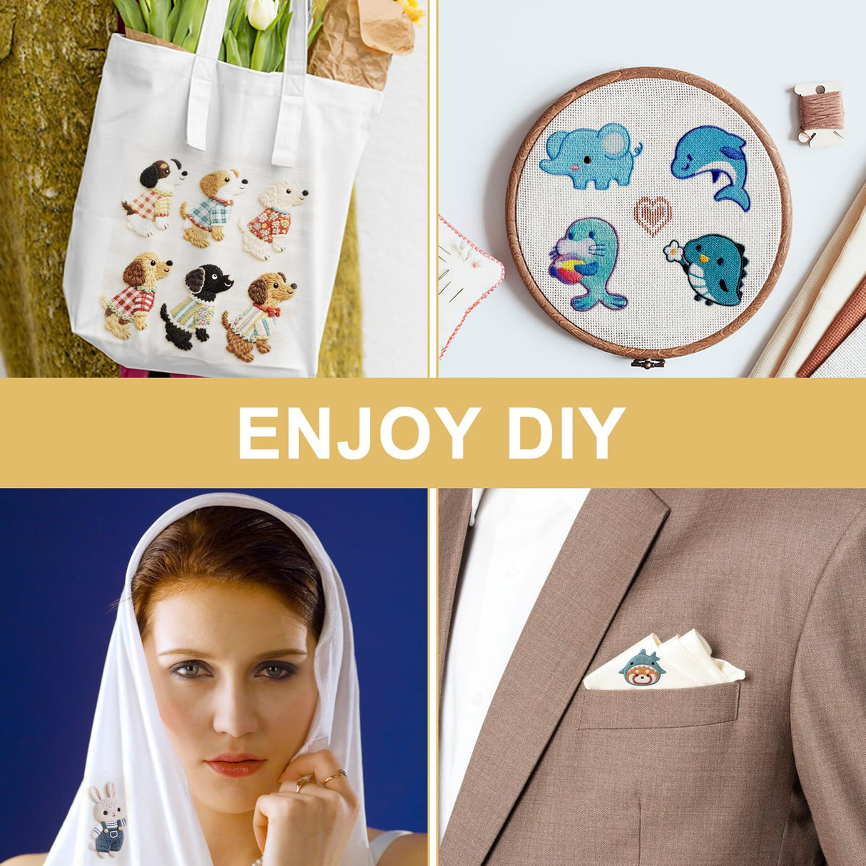 16 Pcs Embroidery Fabric Cloth,4 Sizes 5.9 to 11.8inch Embroidery Cloth Fabric Squares,Pre-Cut White Cotton Embroiderys Cloths for Embroiderys Garment Craft DIVINA VITAE