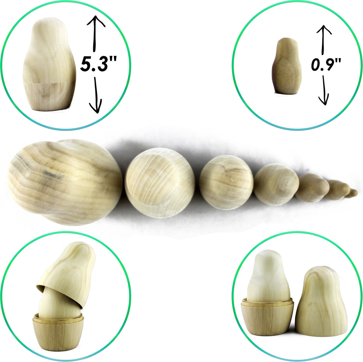 Unpainted Nesting Dolls - DIY 7 Matryoshka Nesting Dolls Blank - DIY Unfinished Blank Doll for Paint Gifts - Make Your Own Doll MATRYOSHKA&HANDICRAFT