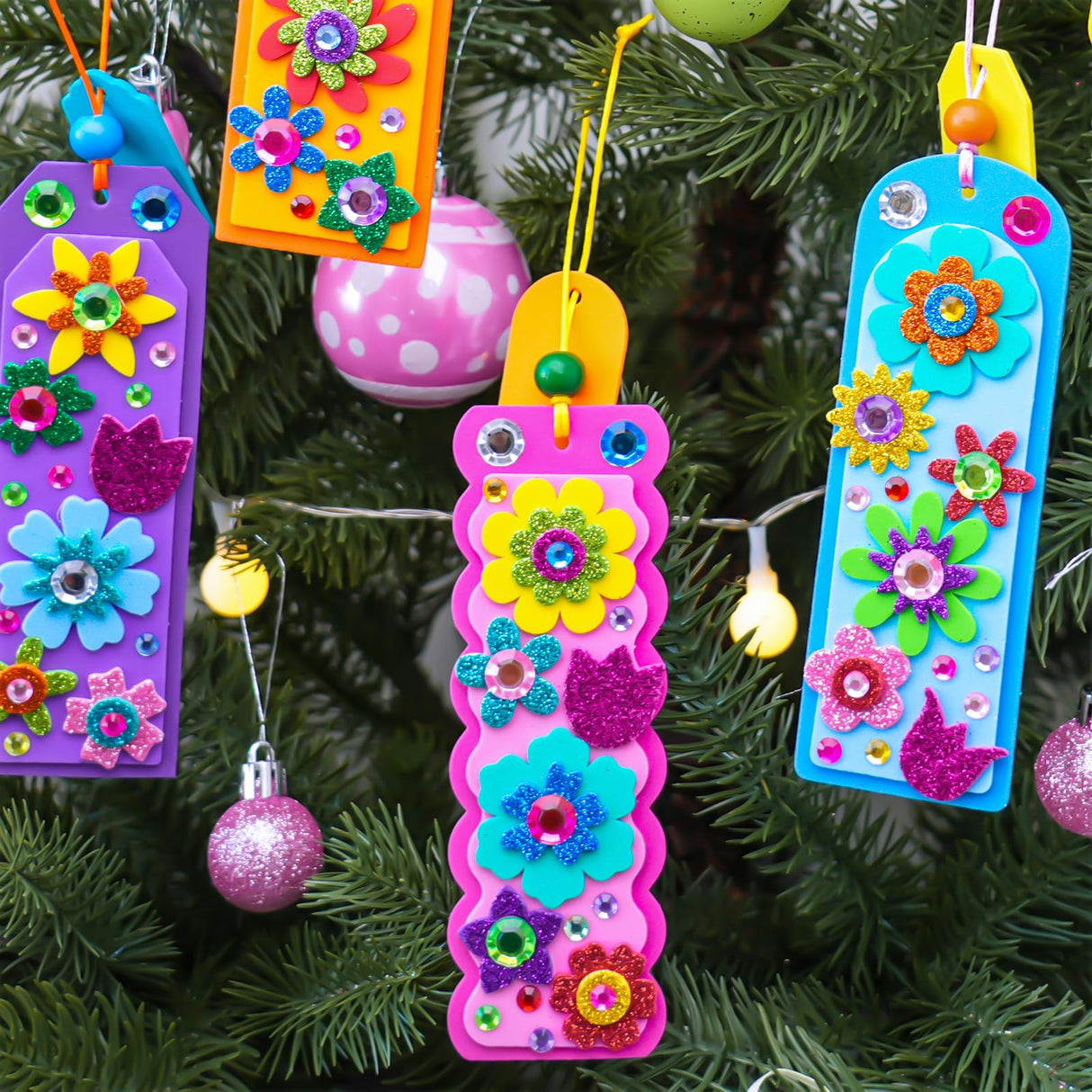 Winlyn 36 Sets Flower Crafts Kits Spring Summer Crafts DIY 3D Tuilp Sunflower Flower Bookmarks Ornaments Art Sets Foam Stickers Arts and Crafts for Kids Camping Classroom Activities Party Favors Winlyn