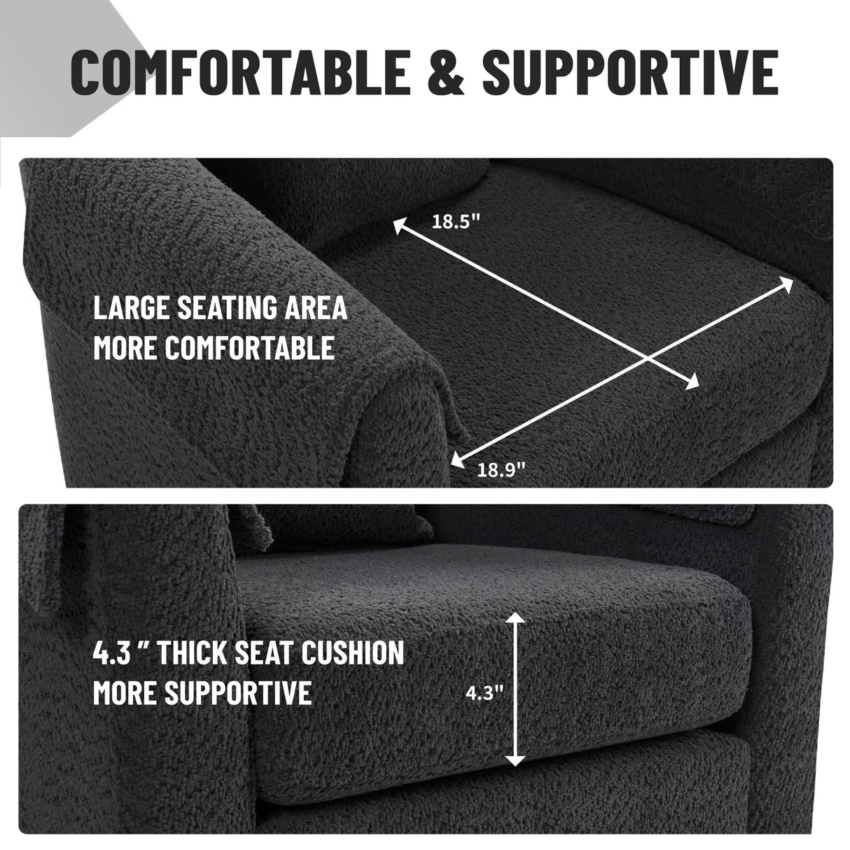 FLEXISPOT Swivel Accent Chair with Ottoman – Modern Chenille Barrel Armchair with Removable Back Pillow & Armrest Covers for Living Room, Bedroom, or Office, Black FLEXISPOT