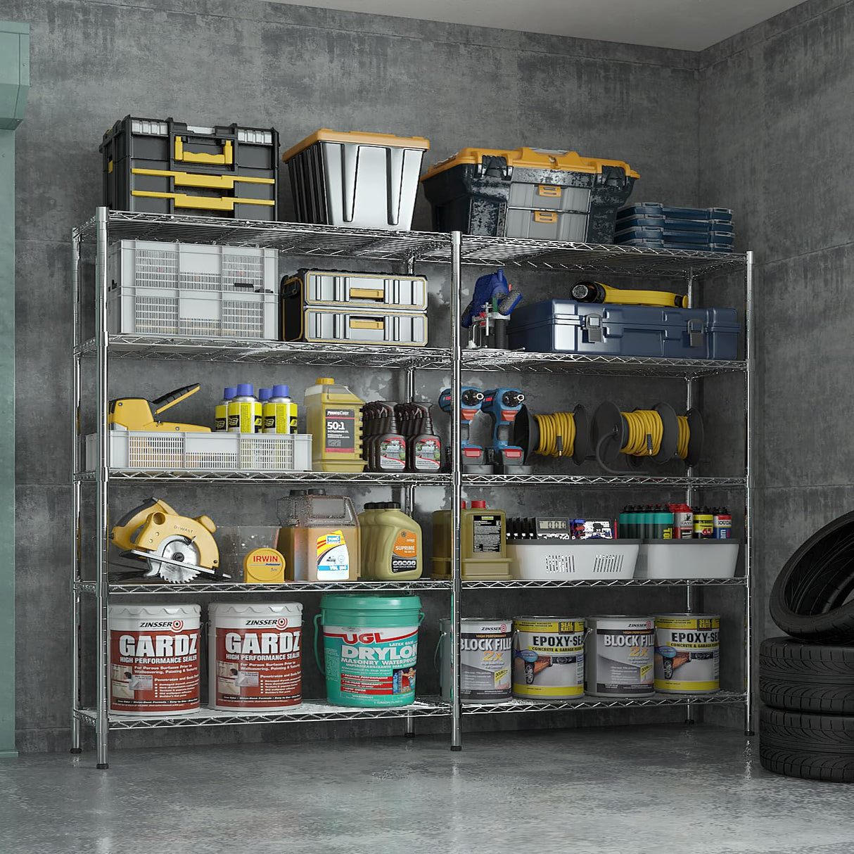 VINGLI 70" W Storage Shelves 1600LBS Heavy Duty Metal Shelving, Upgraded 5 Tier Garage Shelving Unit, Adjustable Wire Shelf for Storage Rack Commercial Pantry Shelf Organizer, 69.8"W × 15.8"D × 71"H VINGLI