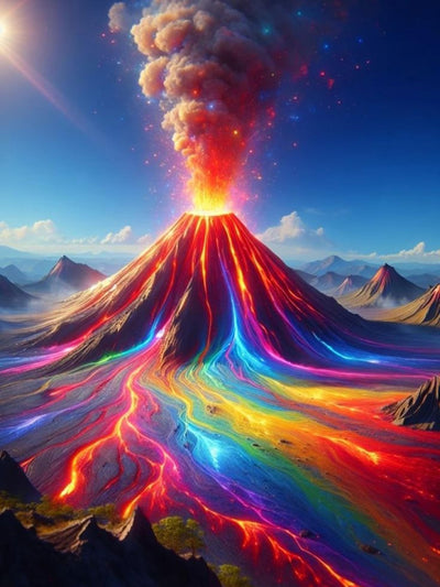 DFPSCLLA 5D Diamond Painting Kits for Adults, Colorful Volcano Diamond Art Kit, DIY Full Round Drill Diamond Dot Gem Art Kits for Beginners, Home Wall Decor 12x16 Inch
