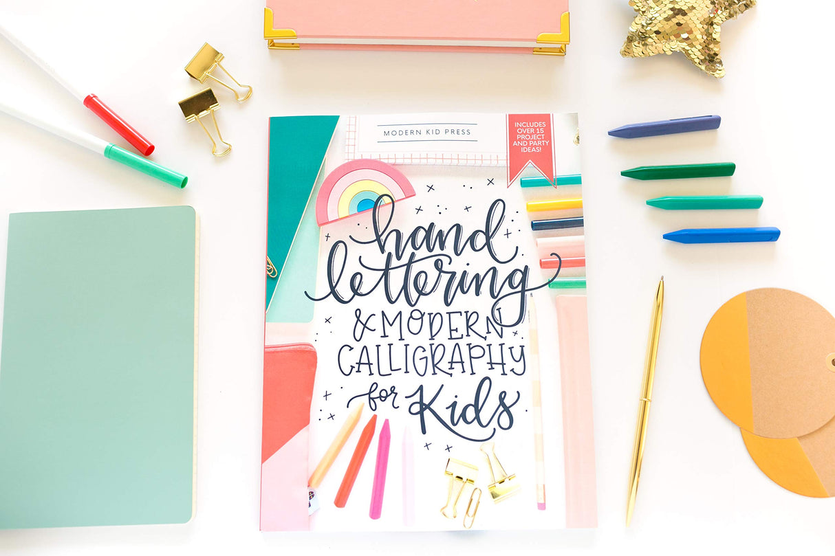 Hand Lettering and Modern Calligraphy for Kids: A Fun Step by Step Guide and Practice Workbook for Beginners and Children Ages 8 and up WoodArtSupply
