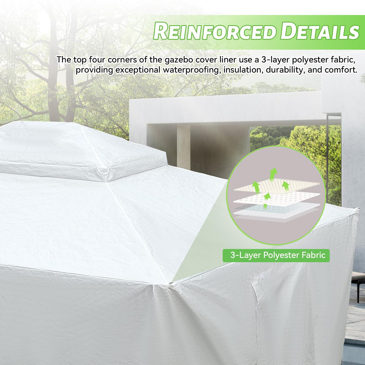 Domi 12’x14’ Gazebo Cover for Hardtop Gazebos, Outdoor Universal Winter Gazebo Cover with Sidewalls and Mesh Windows, All Season Waterproof Enclosed Gazebo Cover, White domi outdoor living