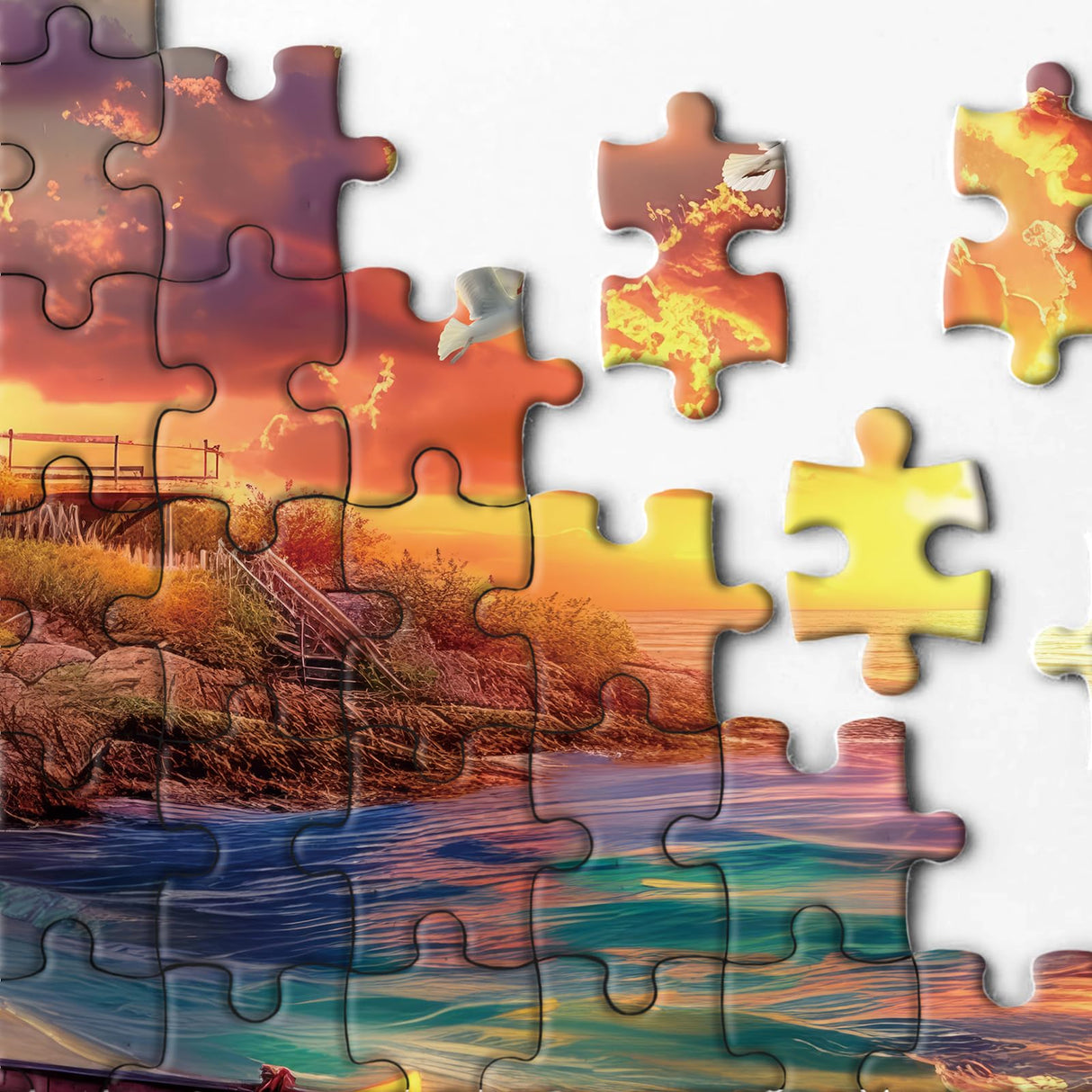 Beach Ocean Lighthouse Puzzle for Adults 1000 Pieces Nature, Summer Sunset Landscape Jigsaw Puzzle, Sailboat Scenery Puzzle BBOLDIN