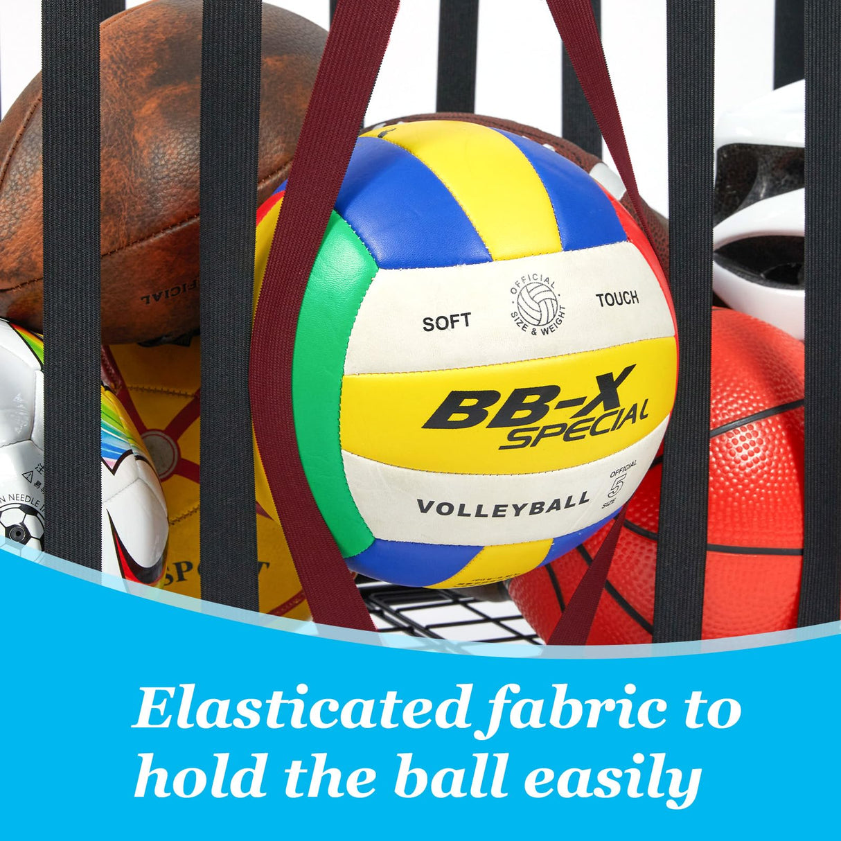 Jsskeeim Garage Sports Equipment Organizer,Sports Ball Organizer with Wheels,Mesh Pocket, Basket,Ball Organizer with Baseball Bat Rack and HooksToy Storage Rolling Cart-Black Jsskeeim