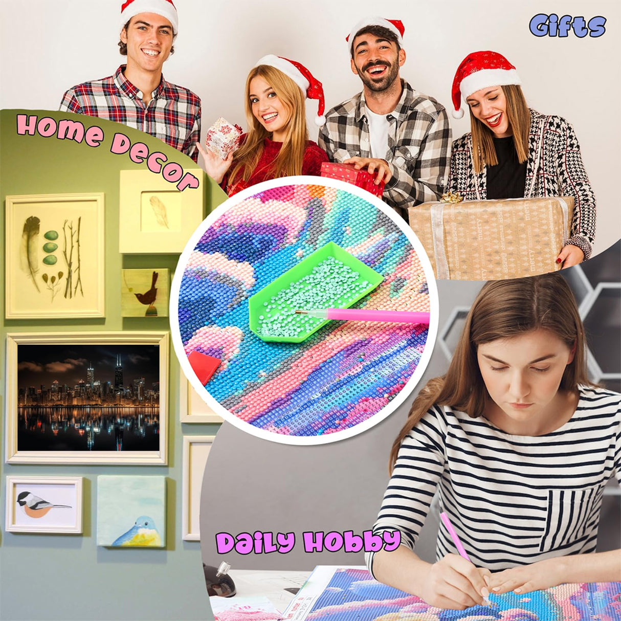 QAZWSX DIY 5D Diamond Art Kits Painting for Adults Chicago Skyline Nightscape City 30x40cm QAZWSX