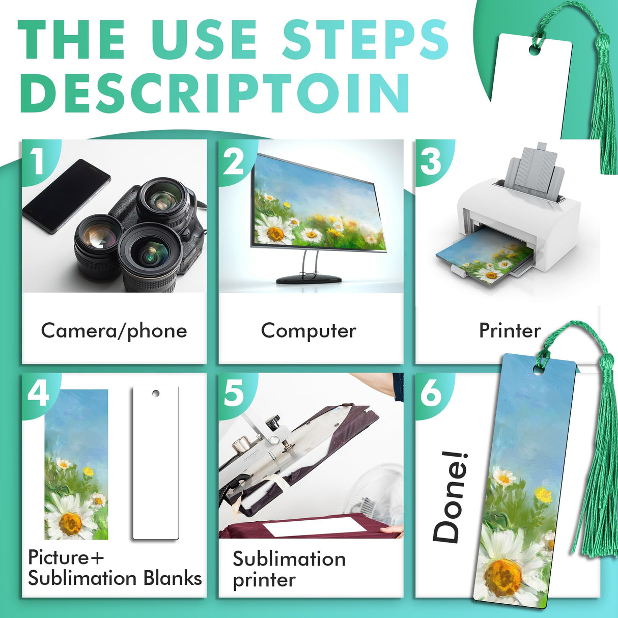 Koala Paper Sublimation Blank Bookmarks 30 Packs, MDF Bookmarks with Holes and Colorful Tassels, Double-Sided Printed Heat Transfer Bookmarks for DIY Craft Projects KOALA PAPER