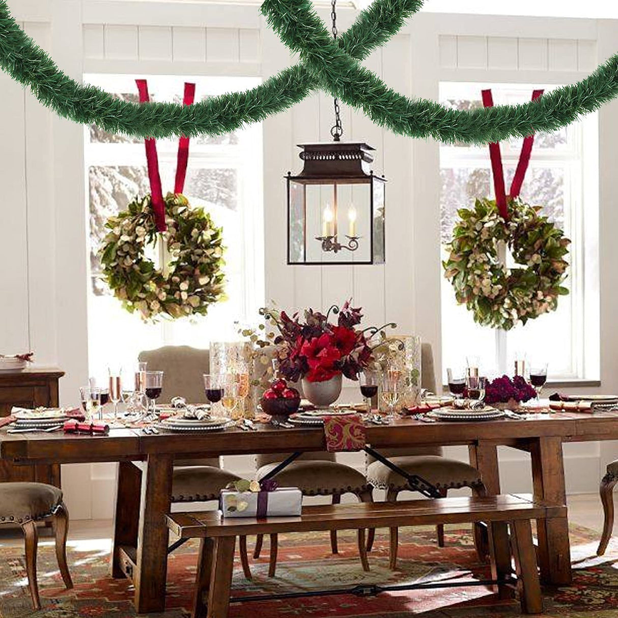 LOMIMOS 32.8 Ft Christmas Twist Garland,Artificial Vine Soft Greenery Decoration for Party Wedding Supplies LOMIMOS