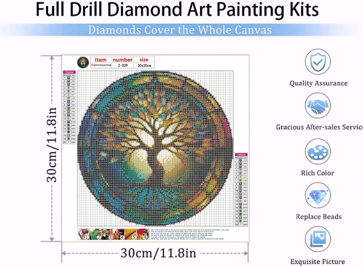 RYMILIE Diamond Painting Kits for Adults - Tree of Life DIY 5D Diamond Art Kits Full Drill Diamond Dots Paintings with Diamonds Gem Art and Crafts Home Decor 12x12inch RYMILIE
