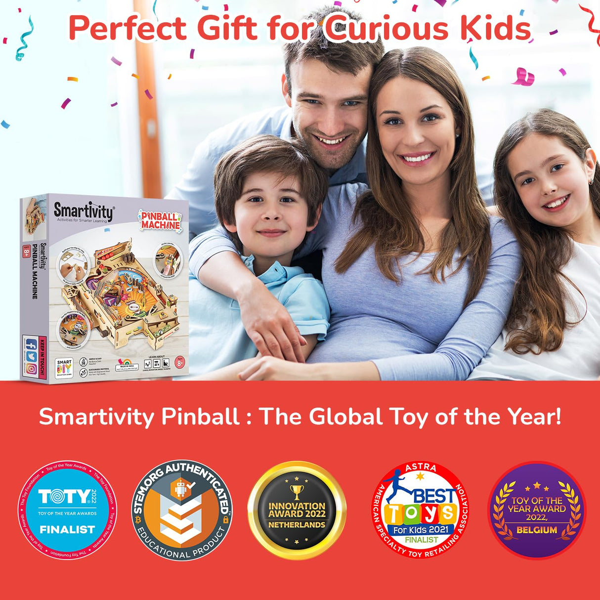 Smartivity Pinball Machine Toy for Kids Ages 8-14 Years old | Global Award Winning Arcade Game| Cool Birthday Gifts Ideas for Boys & Girls| DIY STEM Toys for 8,10,11,12,13,14I Wooden Engineering Games Smartivity